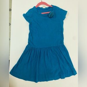 Crew Cuts girls size 10, 100% cotton, teal dress with satin rose. EUC